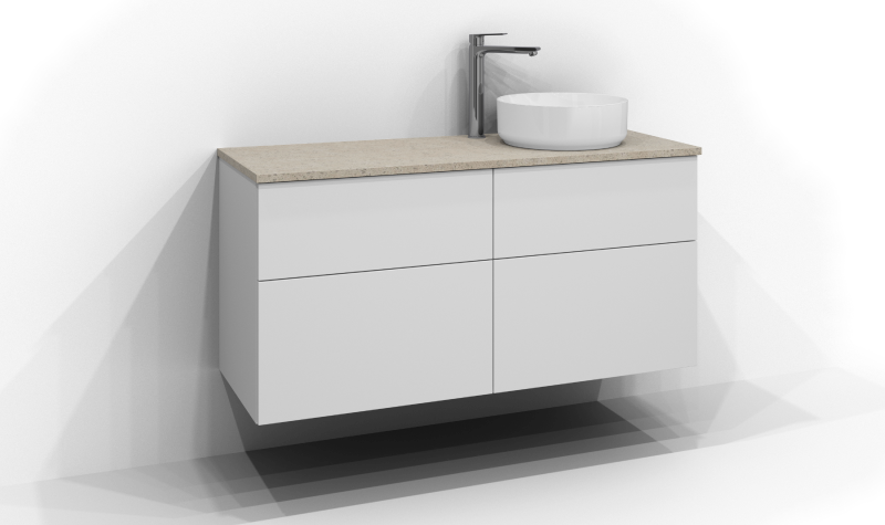 Poem servantskap 120x45 med 4 skuffer og ovanpåliggende servant